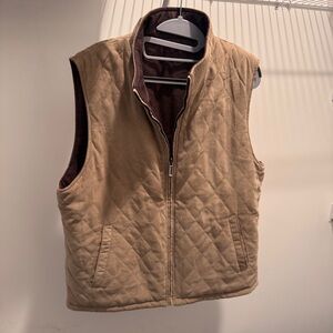 Men's L Reversible Johnston and Murphy Quilted Vest - Tan & Brown